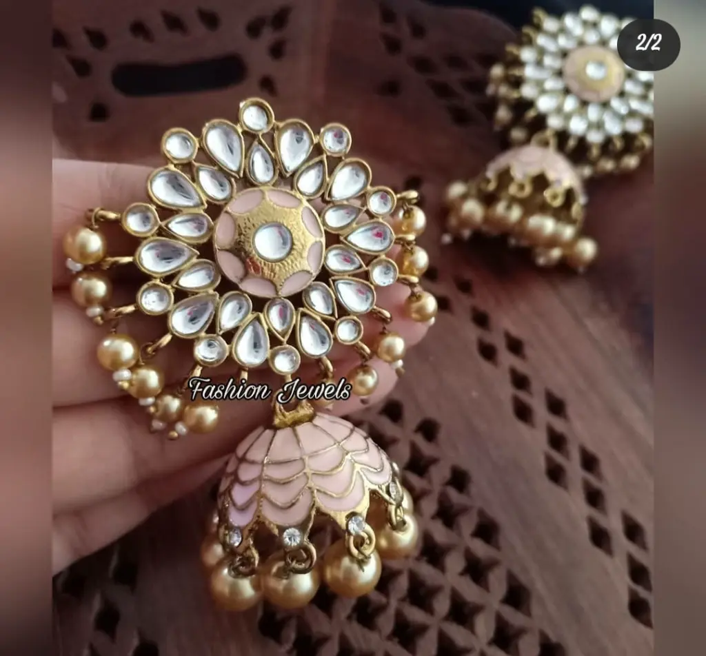 PremiumPeachkundanpearlJhumka-FashionJewels1.webp