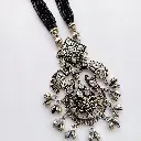 SilverlookalikeZirconstoneblackbeadedNecklaceset-FashionJewels2.webp