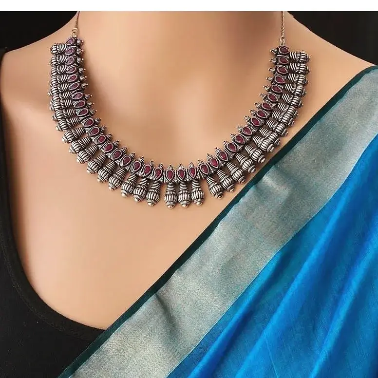 SaritaGermanSilverRubystoneNecklaceset-FashionJewels2.webp