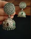 SilverlookalikeIntricateRubyGreenJhumka-FashionJewels3.webp