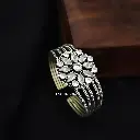Silverlook alike Brass Zircon Flower Kada