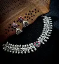 Silver Matte Kemp Flower Zircon Stone Choker Set