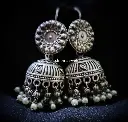 Silverlook alike Pearl hook Jhumka