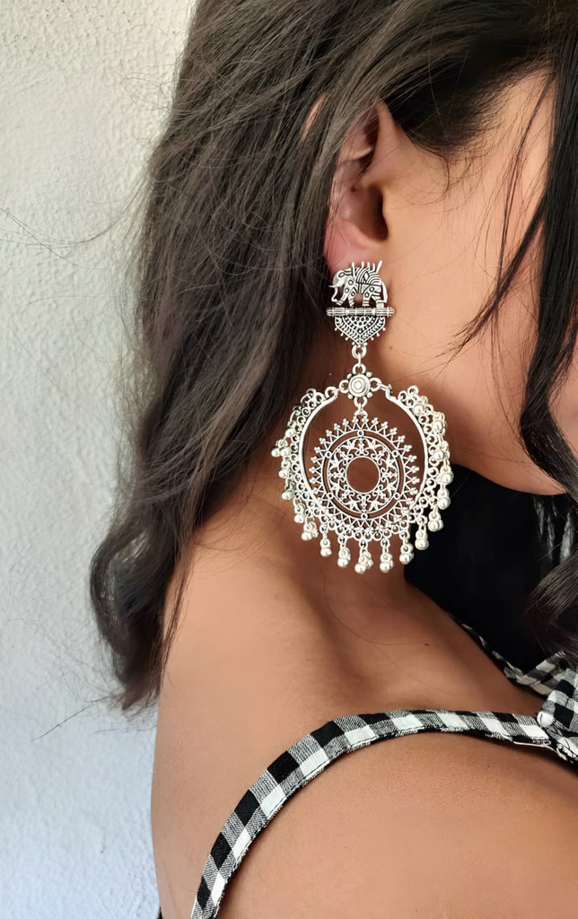 Anu Silver Lightweight Elephant Chandbali
