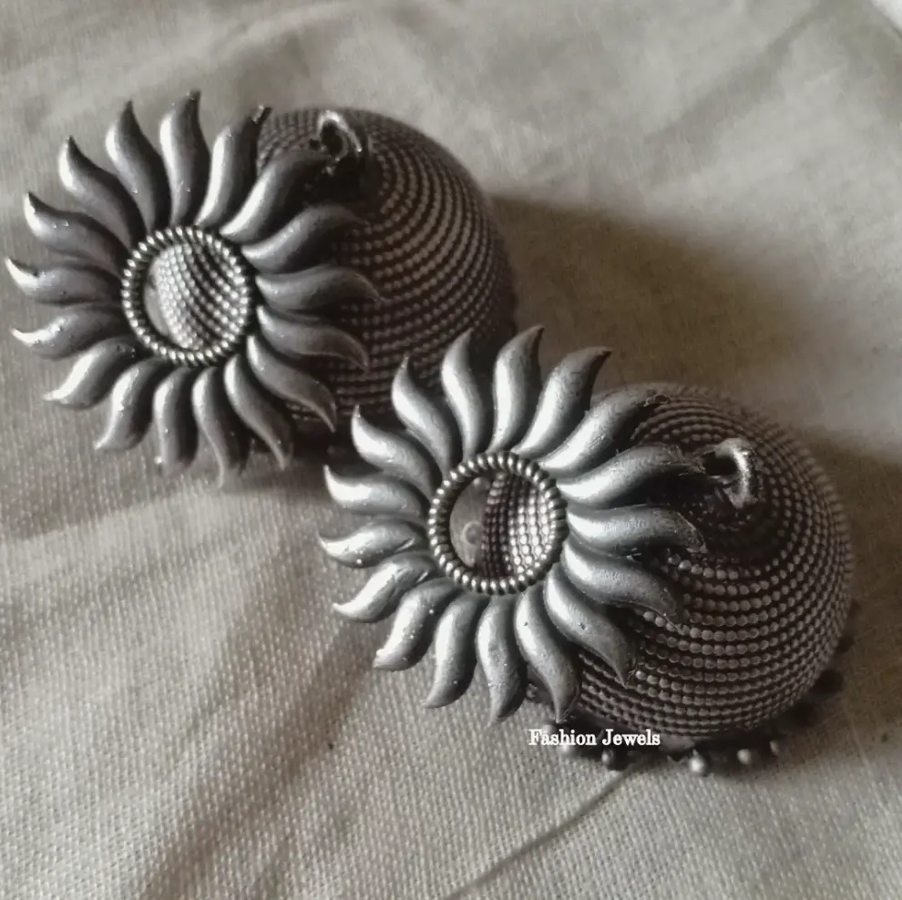 Surya Silverlook alike Jumbo Brass Jhumka