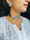 Sanya Silverlook alike peacock pearl Choker Set