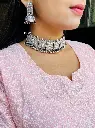 Silverlook alike peacock Ghunghroo Choker set