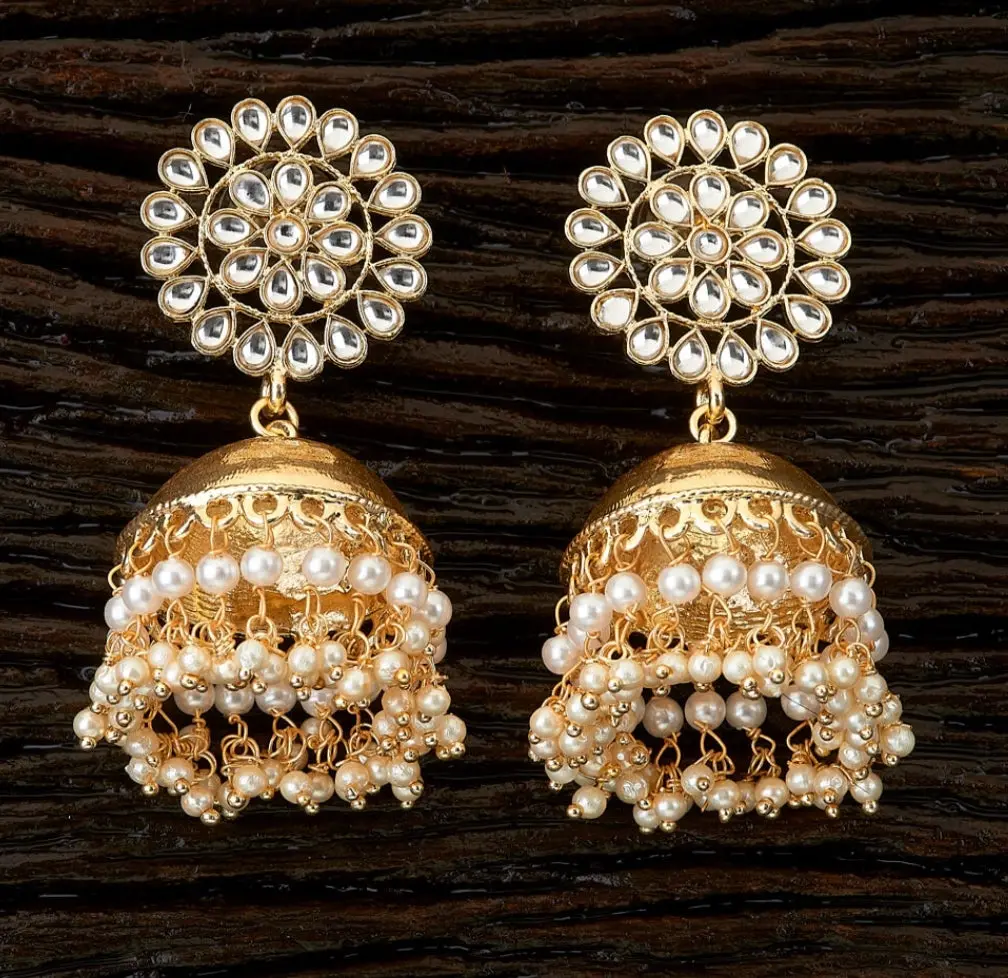 Golden kundan lightweight Jhumka