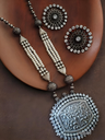 Anuja Silverlook Alike Zircon Statement Pearl Necklace Set
