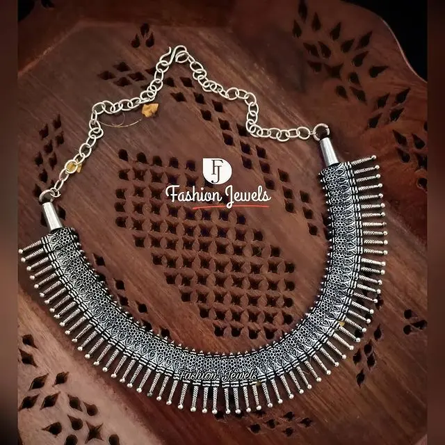 Silver broad statement Necklace