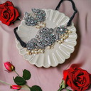 Priya Silverlook Alike Pearl Zircon Stone Choker Set