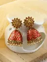 Swedhi Red Bell Kundan Jhumka