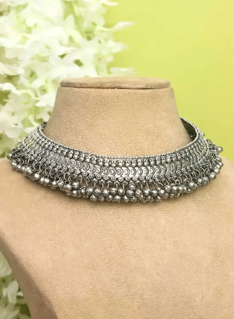 Megha Silver broad statement Choker