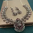 Mahadevi Silver Ruby Necklace set
