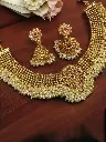 Premium Golden Cluster Pearl-Necklace Set