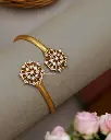 Floral designed AD stone Free size Golden Kada
