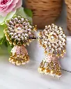 Premium Peach kundan pearl Jhumka