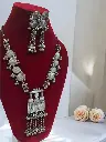 Silver Oxidised Long Statement Ghunghroo Necklace Set