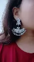 Blackmetal kundan pearl lightweight Cresent Chandbali