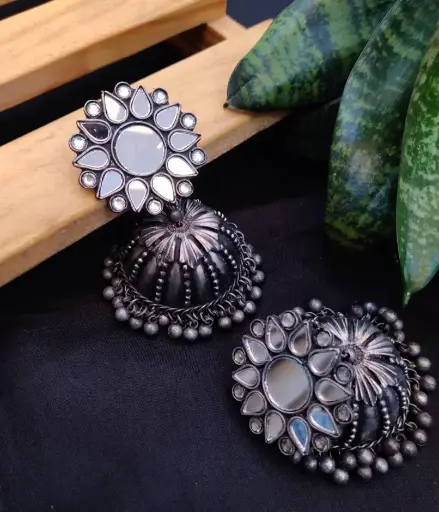 Shesh Silver Mirror Jumbo Jhumka