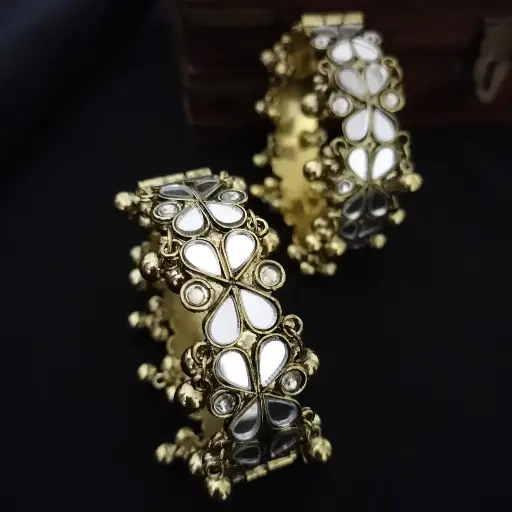 Golden Ghunghroo Mirror Bangles (Pair)