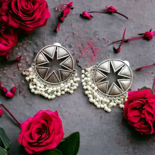 Silverlook alike Pearl Star Earring