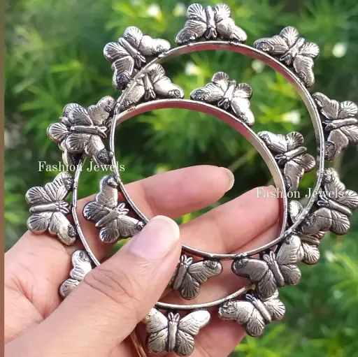 Silver Butterfly Kada Bangles