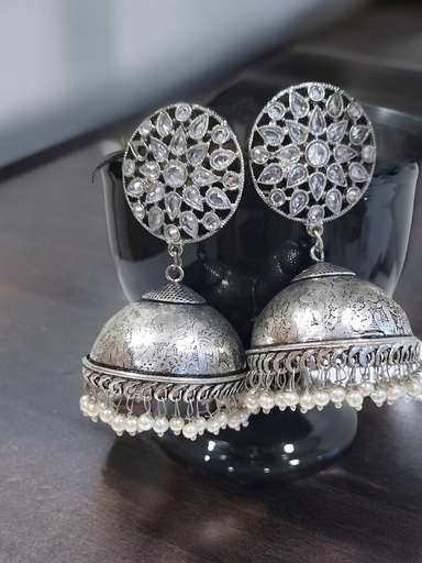 Silverlook Alike Jumbo Pearl Jhumka