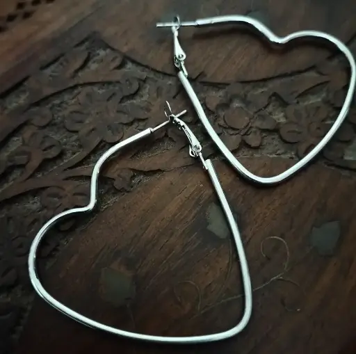 Silver Heart Shaped Western Earrings