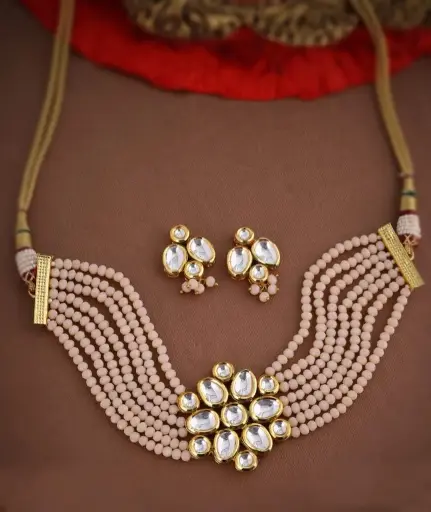 Aishwarya Premium Kundan pastel peach Choker set