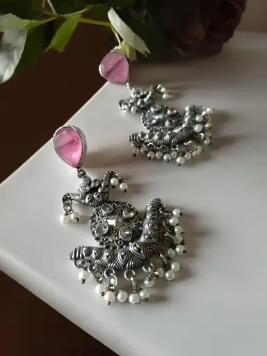 Smriti Stone and Zircon pearl Chandbali