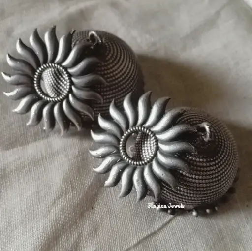 Surya Silverlook alike Jumbo Brass Jhumka
