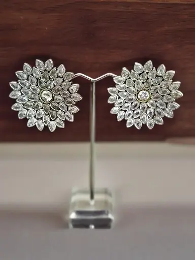 Amrita zircon flower stone statement studs