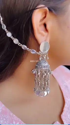 Rajni Mirror Statement lightweight Silver Jhumka