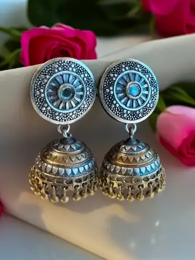 Akriti Dualtone Brass Medium size Jhumka