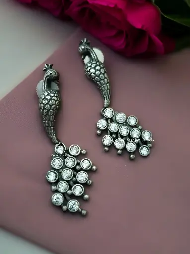 Piya Silverlook alike Zircon peacock Earrings
