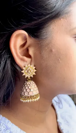 Shami peach high quality bell Jhumka