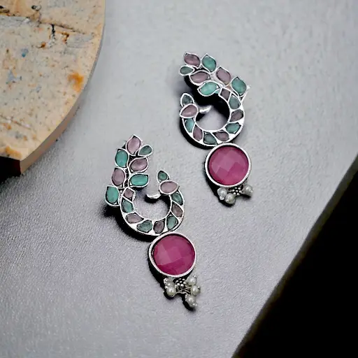 Rashi stone pearl light weight earring