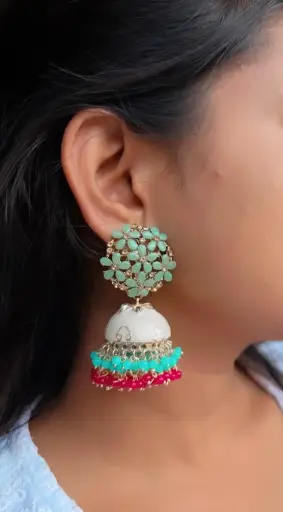Ghazal Meenakari beads festive Jhumka