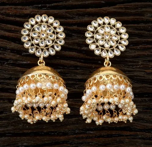 Golden kundan lightweight Jhumka