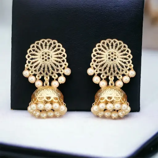 Golden matte Pearl jhumka