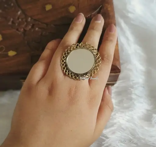 Golden mirror finger Ring