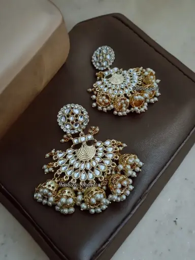 Golden kundan statement chandbali