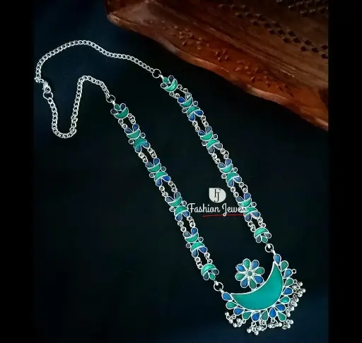 Silver Multicolored Enamel Necklace