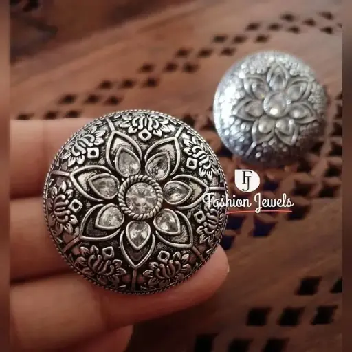 Silver Zircon flower designed intricate stud
