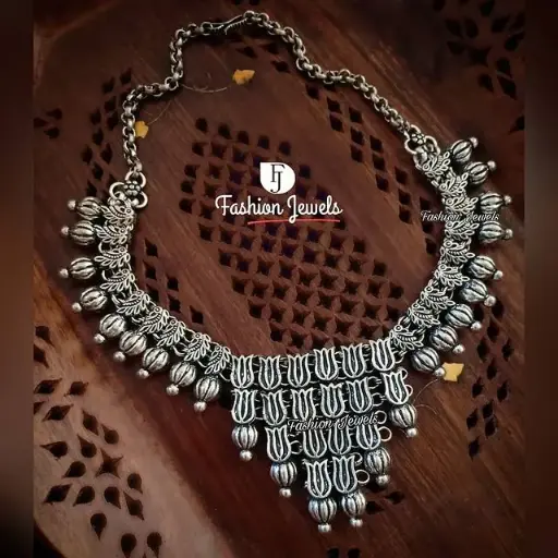 Silver lotus kolhapuri Necklace