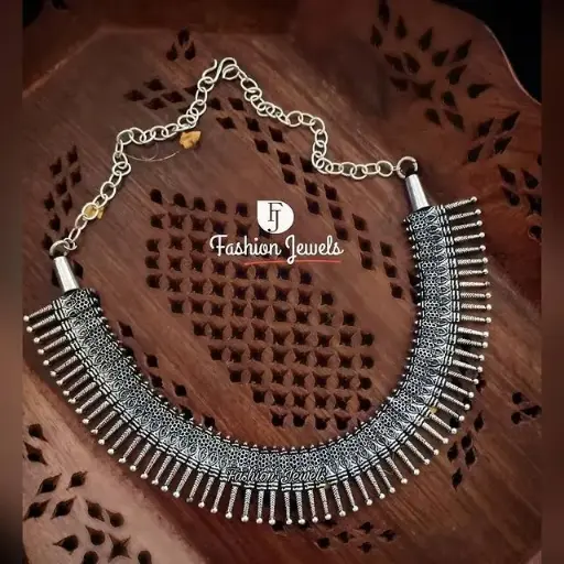 Silver broad statement Necklace