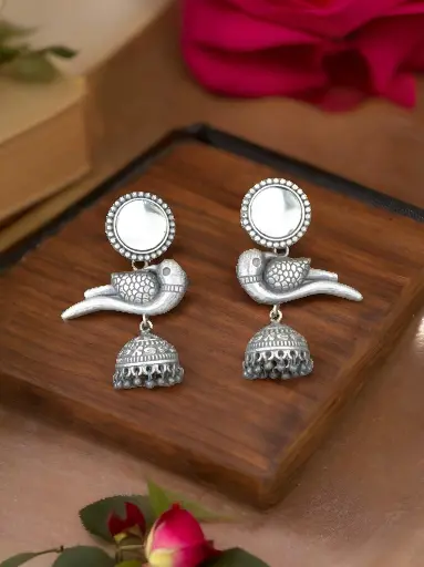 Silverlook alike Parrot Jhumka