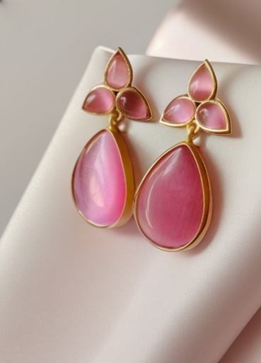 Gauri Pink Stone Lightweight Earrings
