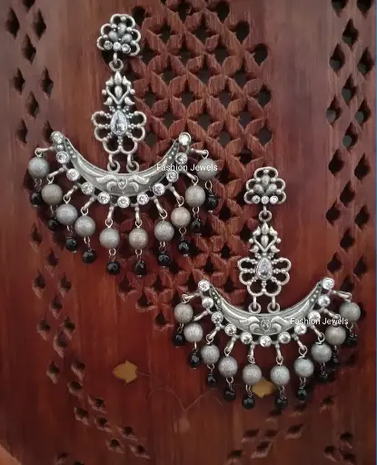 Silverlook alike Zircon Brass Chandbali